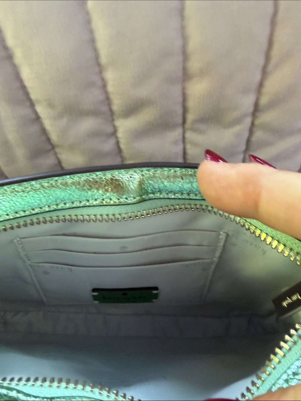 kate spade lilly pouchette glitter seawater green NWT - Picture 7 of 7